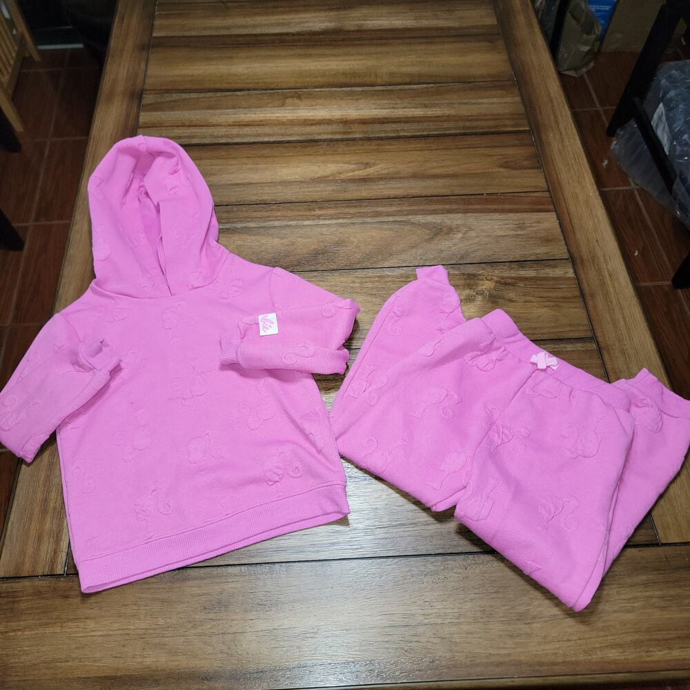 2 Pc Barbie Toddler LS Pink Hoodie Jogger Set - Size 5T